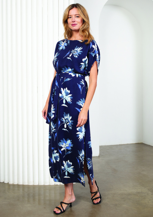 Платье 2.1.2-758-3 синий, цветы