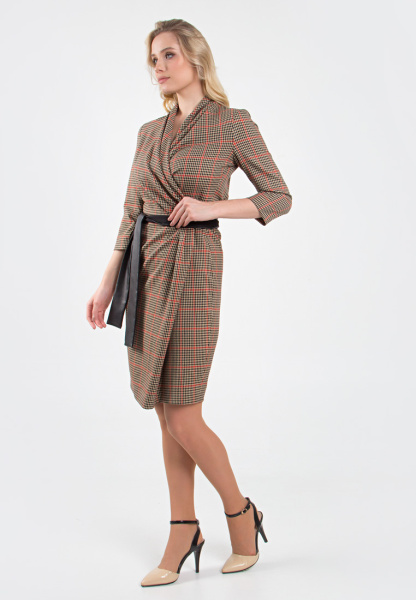 Платье 6366-7 песочный/черный