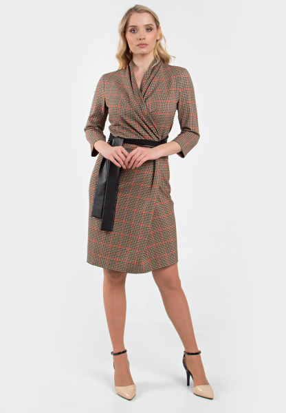 Платье 6366-7 песочный/черный